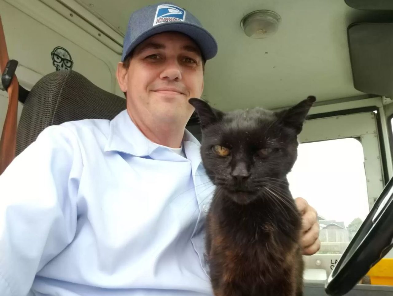 Special Bond: A Senior Cat Always Greets The Mailman With Love