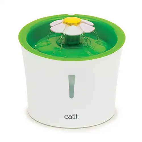 Catit Flower Fountain with Triple Action Filter, Cat Drinking Water Fountain, 3 L, Green