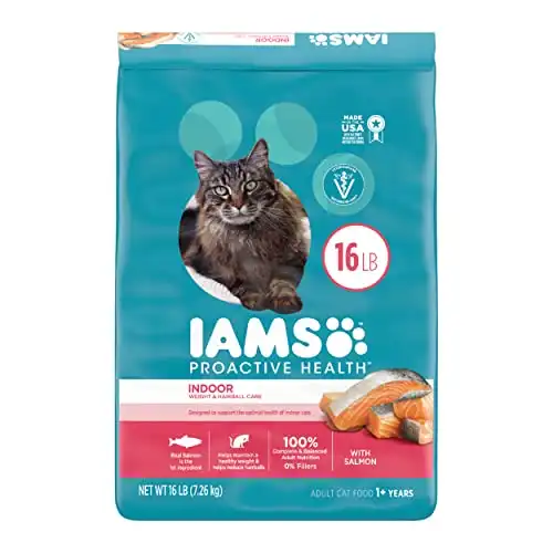 Iams Proactive Health Adult Indoor Weight & Hairball Care Dry Cat Food with Salmon, 16 lb. Bag
