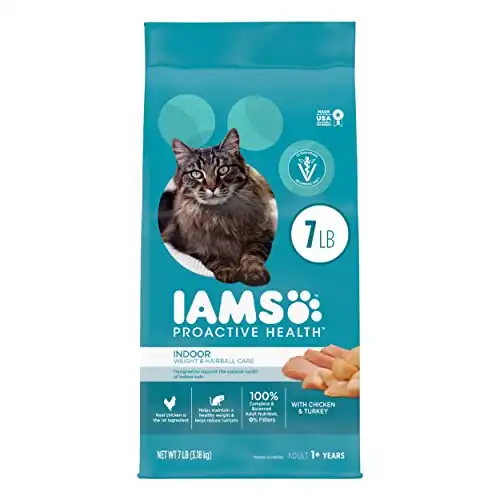 IAMS PROACTIVE HEALTH Adult Indoor Weight Control & Hairball Care Tavuklu ve Hindili Kuru Kedi Maması, 7 lb Torba