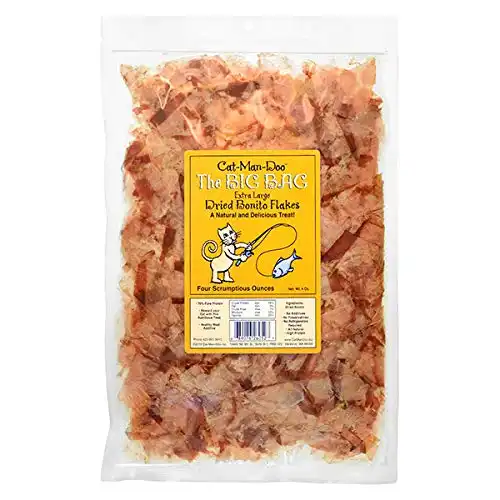 Cat-Man-Doo Extra Large Dried Bonito Flakes Treats for Dogs & Cats - All Natural High Protein Flakes - 4oz. / 112g Bag