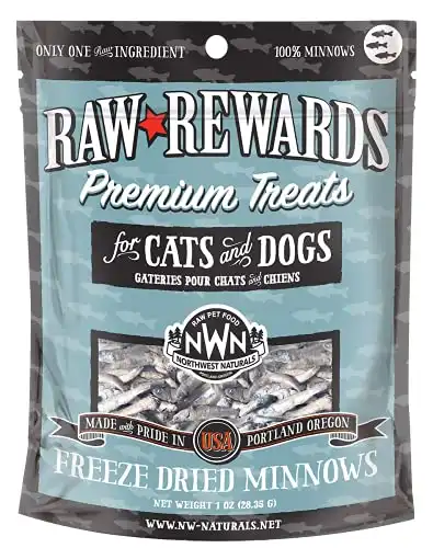 Northwest Naturals Raw Rewards Freeze-Dried Treats for Cats and Dogs – Minnow – Gluten-Free Pet Food – 1 Oz.