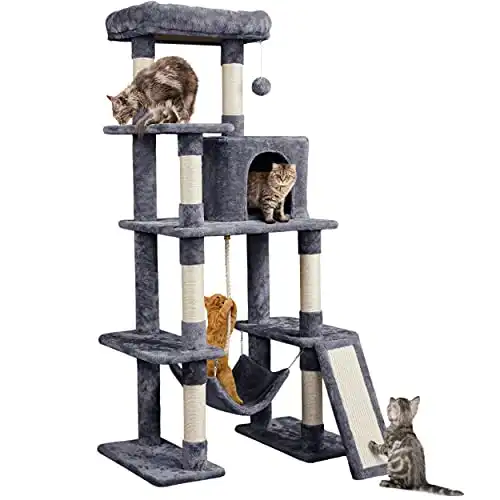 Yaheetech Kedi Ağacı Kedi Kulesi, Kapalı Kediler için 63 İnç Çok Seviyeli Kedi Ağacı, Sisal Kaplı Tırmalama Direkleri ve Condo ile Uzun Kedi Ağacı, Kediler Yavru Kedi için Kedi Mobilya Aktivite Merkezi