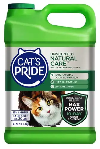 Cat's Pride Max Power Clumping Hypoallergenic Multi-Cat Litter 15 Pounds, Natural Care