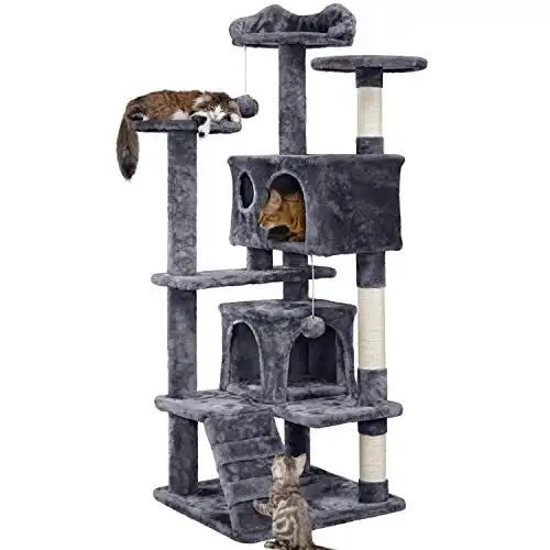 Yaheetech 54in Kedi Ağacı Kule Condo Mobilya Yavru Kedi Pet Ev Oyun için Scratch Post