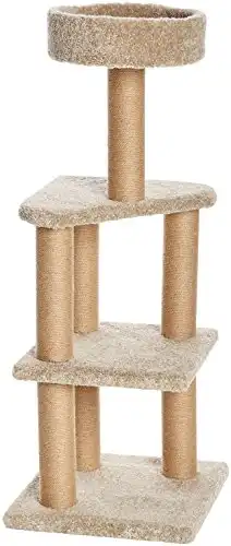 Amazon Basics Cat Tree Indoor Climbing Activity Cat Tower with Scratching Posts, Large, 17.7 x 45.9 Inches, Beige