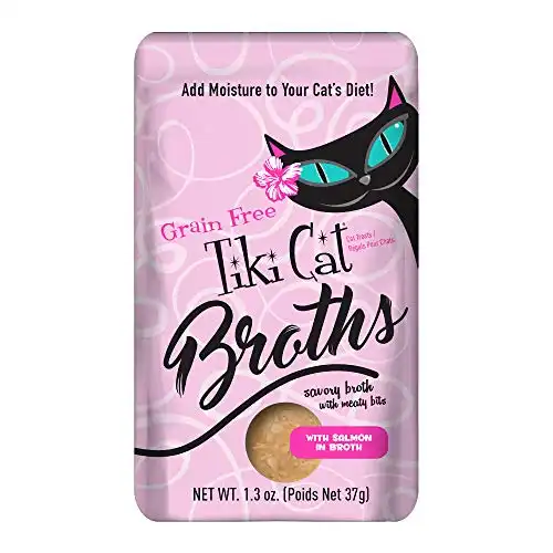 Tiki Cat Savory Broth, Grain Free Lickable Wet Food Treat Flavor Booster With Salmon, 12 pack