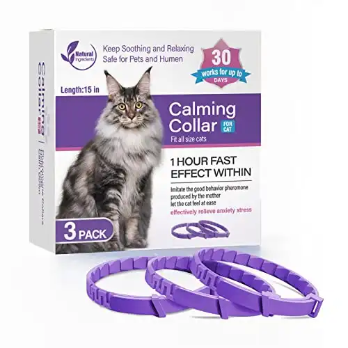3 Pack Calming Collar for Cats and Kittens Pheromone Collar Efficient Relieve Reduce Anxiety Stress Pheromones Calm Relaxing Comfortable Breakaway Collars Adjustable for Small, Medium Large Cat
