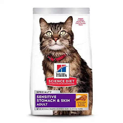 Hill's Science Diet Dry Cat Food, Adult, Sensitive Stomach & Skin, Chicken & Rice Recipe with Diet Wet Cat Food, Sensitive Stomach & Skin, Chicken & Vegetable Recipe