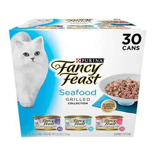 Purina Fancy Feast Izgara Yaş Kedi Maması Yaş Kedi Maması Çeşit Paketinde Deniz Ürünleri Koleksiyonu - (30) 3 Oz. Kutular