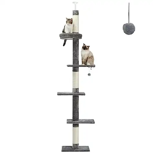 PETEPELA Cat Tower 5-Tier Floor to Ceiling Cat Tree
