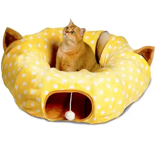 AUOON Cat Tunnel Bed with Central Mat